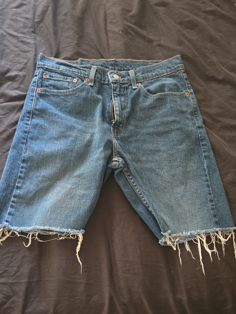Blue Denim Cut-Off Jeans Shorts